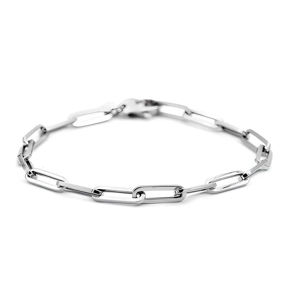 thumbnail image 2 of Goldum NYC 2.5mm Paperclip Link Chain Bracelet - 14K White Gold Plated Sterling Silver 925 - 7 Inch 2 of 4
