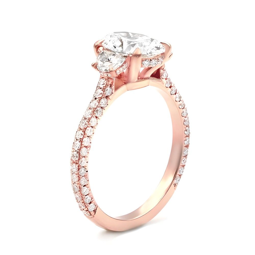 3 Row Pave Half-moon Engagement Ring Setting alternate product view