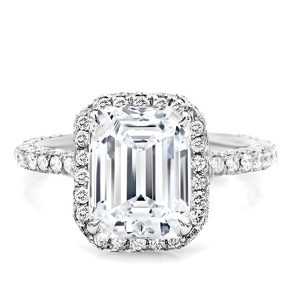 Crescent Halo 3 Row Micro Pave Setting in Platinum with 1.51 ct ...
