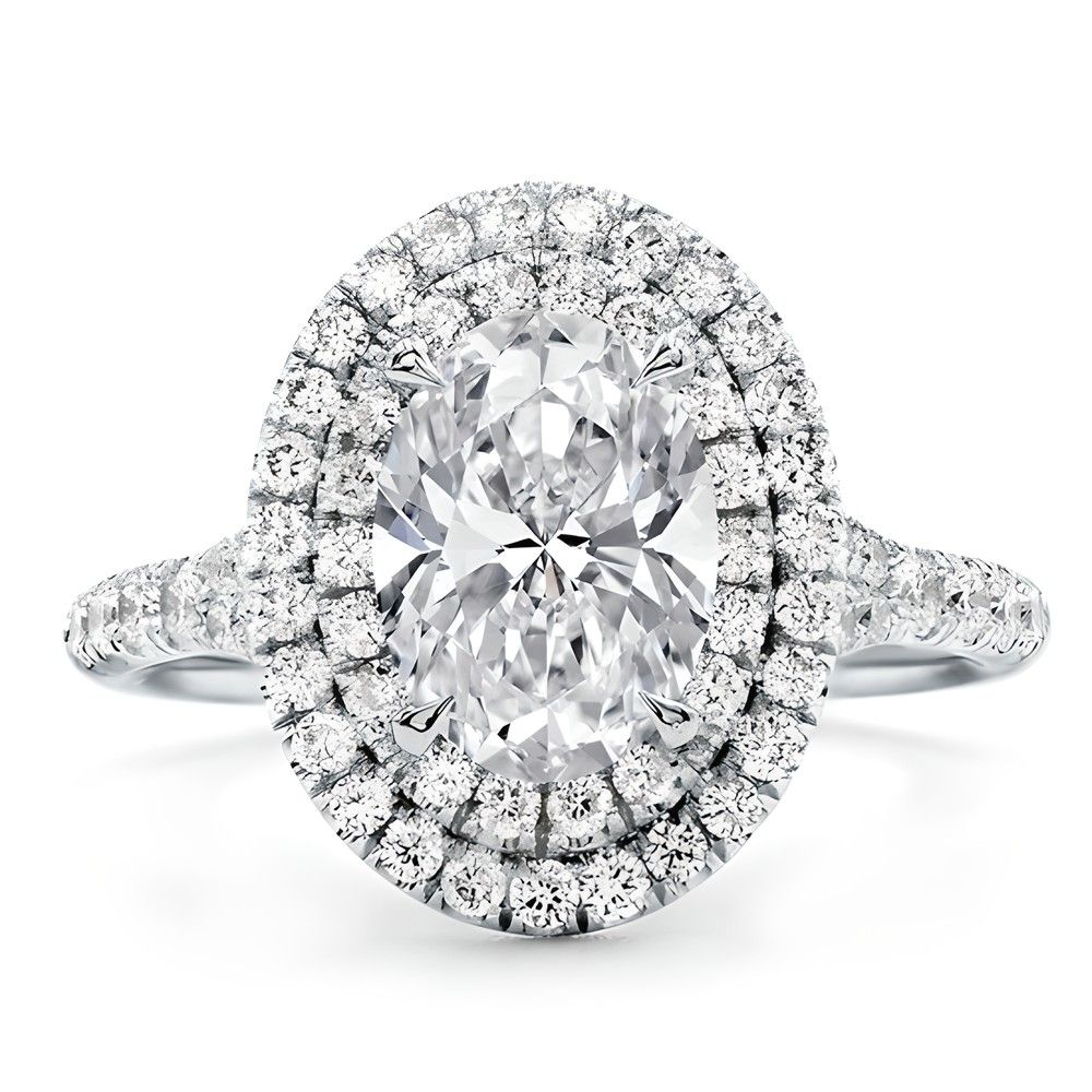 Double Halo Oval Engagement Ring Setting
